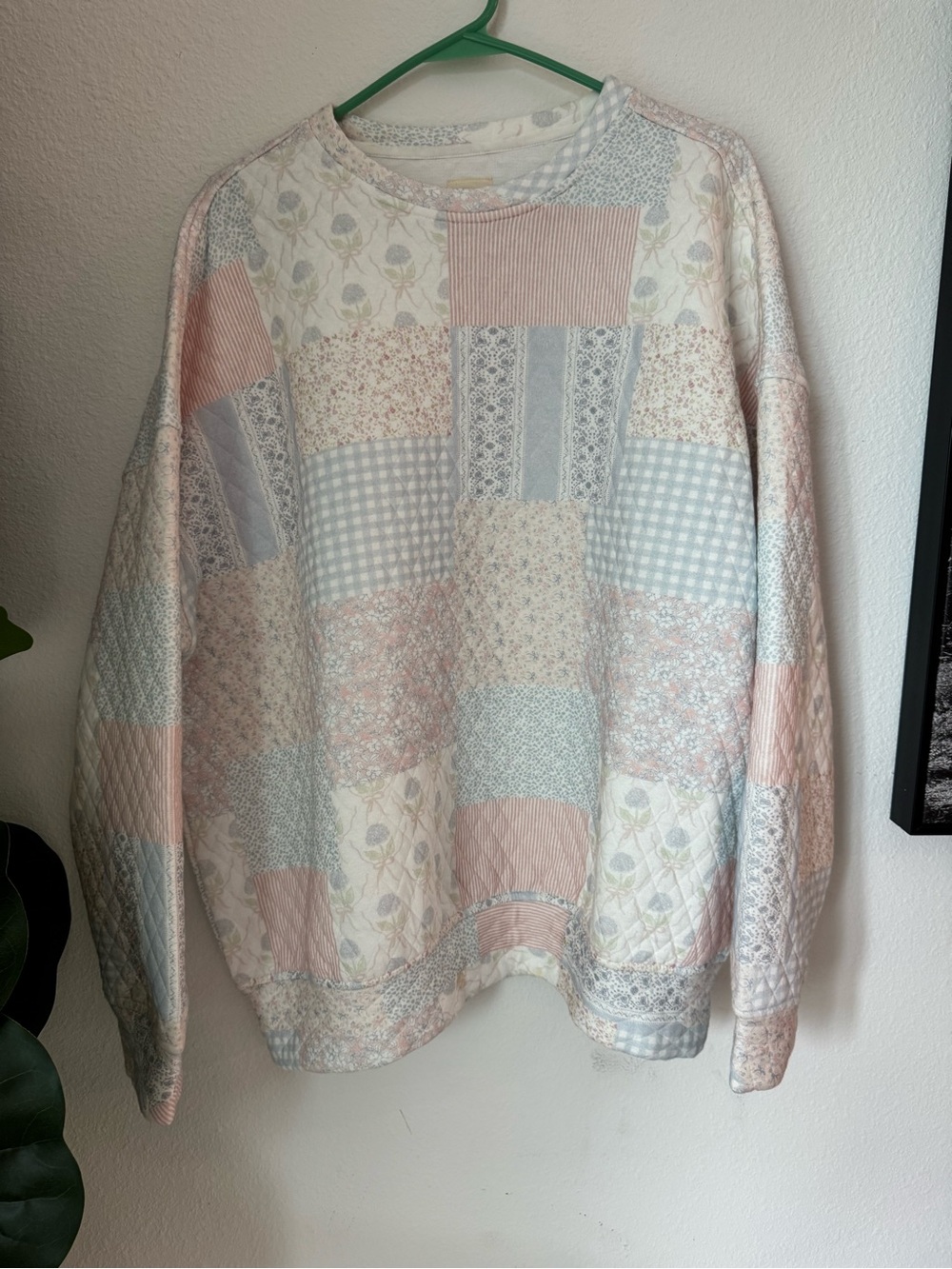 Quilted Patchwork Pullover Sweatshirt - Blush Multi